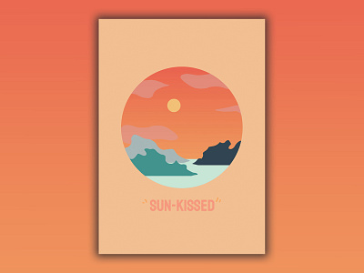 Sun Kissed circle design gradient illustration island minimalism poster poster art poster design reflection sea sky sun sunset vector