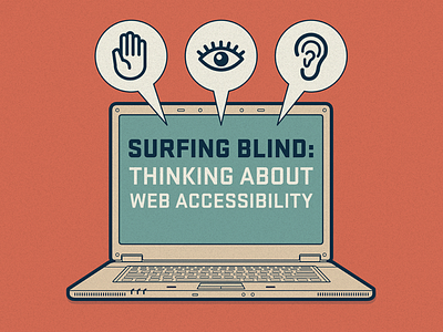 Surfing Blind webinar graphic accessibility facebook icons laptop orange promo promotional retro social media web webinar