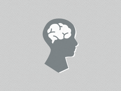 Nerd brain icon brain grey halftone nerd nerdery offset paper person profile retro silhouette vintage