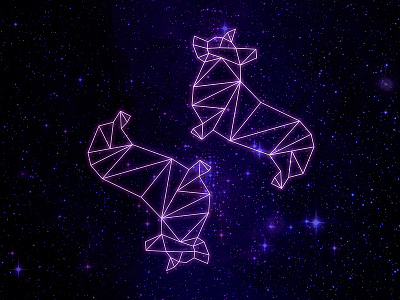 Corgstellation constellation corgi dog geometric illustration outer space poster print purple sky space stars