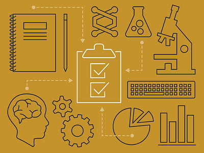 Website budget checklist development gray grey icon illustration line line icons mustard retro the nerdery yellow