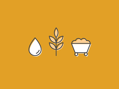 Raw materials coal drop grow icon leaf line icon mustard orange raw materials water yellow