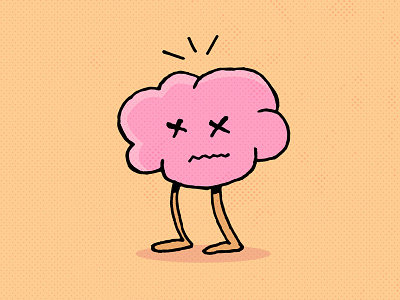 Can't brain brain character dead icon illustration orange pink sad zombie