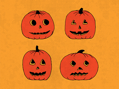Pumpkins beistle cute halloween illustration october orange pumpkins retro sketch spooky vintage yellow