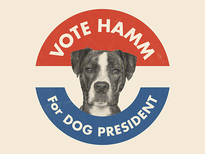 Hamm for Dog President campaign dog election jfk politics president propaganda puppy red white and blue retro