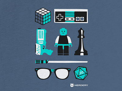 Nerd culture t-shirt chess icons lego nerdery nerdy rubix cube screenprint tshirt video games