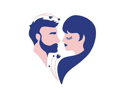 Arielle & Scott blue couple illustration invitations logo man pink portrait silhouette symbol wedding woman