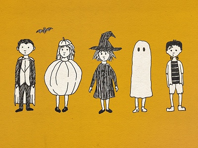 Halloween costumes children costume costumes ghost halloween illustration kids pumpkin sketch vampire witch