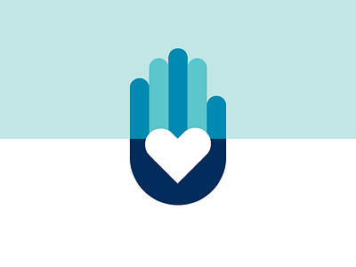 Volunteerism blue flat geometric hand heart illustration retro vector volunteer