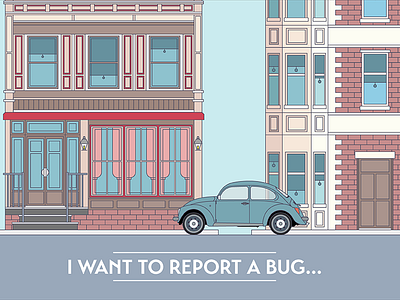 I want to report a bug... (teaser) anim animation building car city retro teaser volkswagen vw