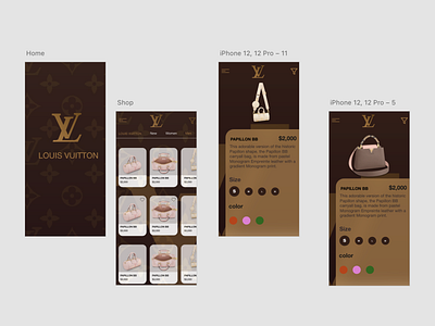 louis vuitton bag branding brown dark dark app design fashion app gold icon illustration louis vuitton luxury brand rich shopping street typography ux vector