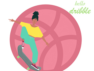 dribble draw dribbble dribbble best shot dribbble invite dribble flat flat illustration girl skeatboard skeatboarding skeater vector illustration