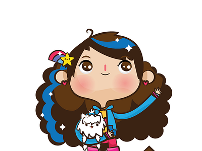 Azul blue hair character children dog girly illustration kawaii kids rainbow suupergirl vania bachur