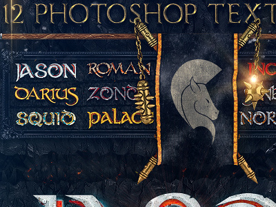 Royalty Photoshop Text Fx Vol 01 dragon epic fantasy gold medieval metal photoshop styles pirate royalty steel style text effects