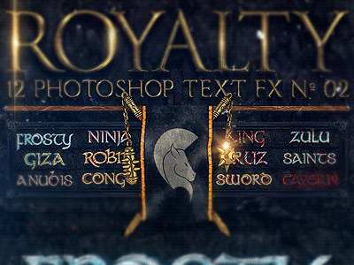 Royalty Photoshop Text Fx Vol 02 dragon epic fantasy gold medieval metal photoshop styles pirate royalty steel style text effects