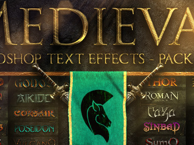 Medieval Photoshop Text Effects 2of2 castle crown crusades dragon effects epic fantasy gold king kingdom knight lava lotr magma medieval metal mythology oriental photoshop pirate queen steel stone styles sword text thor throne treasure warrior