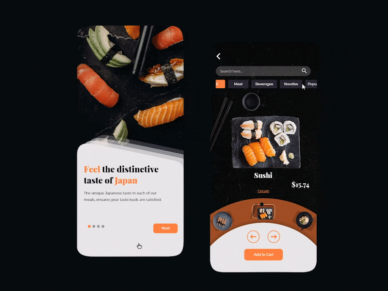 UI Design Concept | Japanese Restaurant app design clean food app japanese japanese food modern ui app ui design ui inspiration uiuxdesign