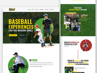 Website Landing Page - Legends Baseball baseball design baseball website children website clean website figma fun website landing page modern sport design sport website web design