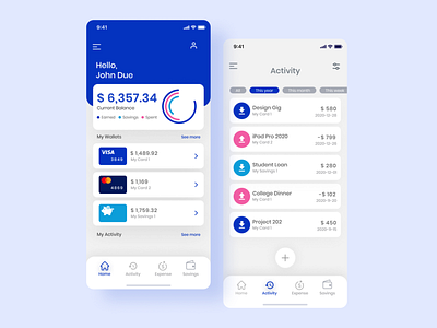 Money Tracking App app design app designer clean ui finance finance app fresh colors modern money app ui design ui inspiration