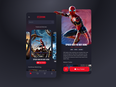 Spider-Man Movie App app design film app modern movie movie app spider man movie spiderman spiderman movie ui design ui inspiration ui movie app ui ux
