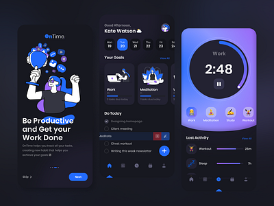 Productivity App UI Design app design app inspiration clean dark mode modern productivity task task management to do ui design ui inspiration