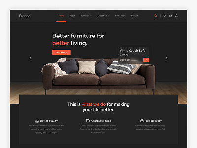 Brenda - Furniture Website Concept dark ui furniture furniture website header inspiration landing page modern ui inspiration website website design