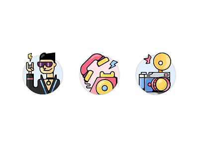 little icons colorful cute icons illustrator music rock n roll