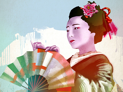 Geisha colors digital digital illustration first time geisha illustration