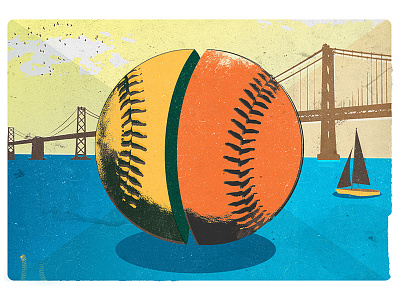 Bay Bridge Baseball baseball bay area digital illustration editorial illustration oakland san francisco