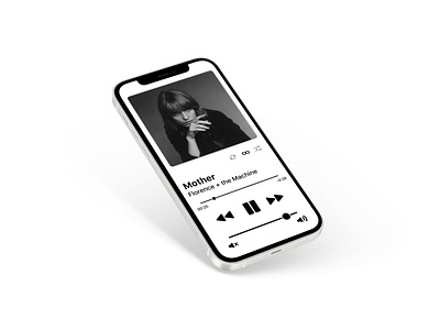 Music player user interface 2d apple black and white design florence the machine graphic design ios iphone minimal mobile mockup music player ui uiux user interface