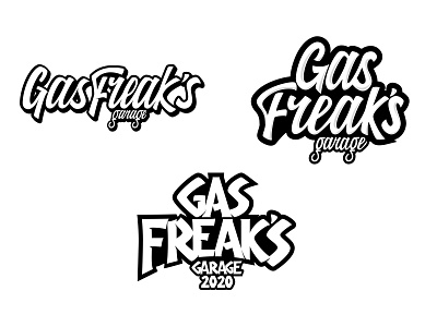 Gas Freak's Garage Logo Design Concepts design garage lettering logo vector