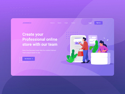 ecommerce landing page design dribbble flat hero image illustration landingpage ui