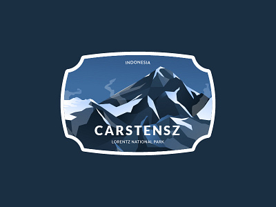 Carstensz badge carstensz dribbble gradient illustration indonesia logo mountain outdoor river sunrise