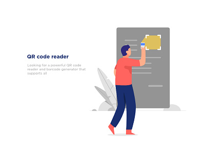 QR code Reader charachter character design dribbble flat illustration qrcode scanner ui