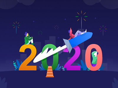 Welcome 2020 2020 charachter character design dribbble flat icon illustration newyear ui web work