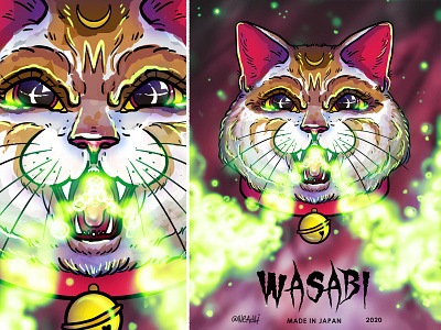 Cat 招き猫 - Wasabi sauce animals cat illustration japan sauce