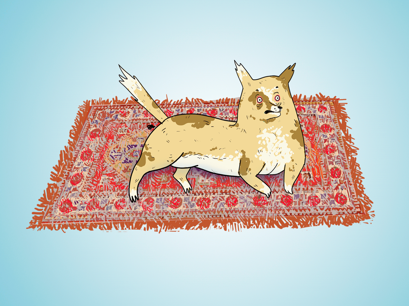 Farting dog animal carpet cute dog drooling fart farting gif humor illustration joke