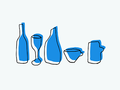 jars blue bottles drawing glass illustration jars kitchen