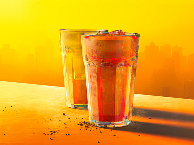 Soda chill on the rooftop at friday sunset! 3d design illustration