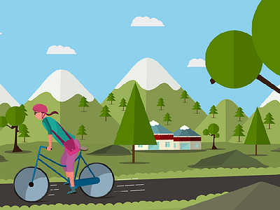 cycling after effects art character design concept cycle flat design ice illustrator mountain office urban
