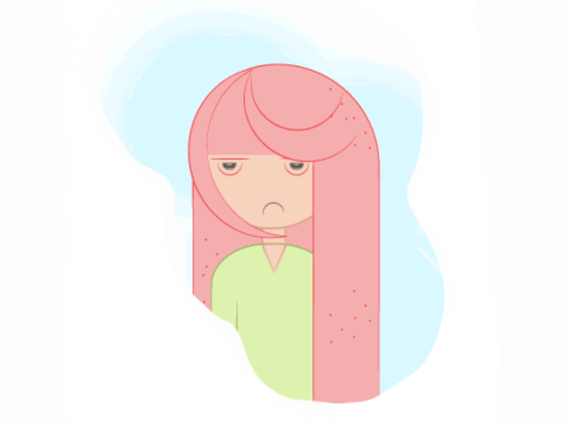 Girl after animation character design effects flat illustration mood sad