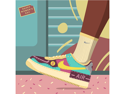 Nike & 8 March 8march design illustration illustration art illustrator nike nike air nike shoes subway vector vectorart women empowerment womens day