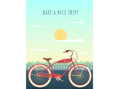 Electra bicycle art bicycle color electra graphic design graphicdesign illustration illustrator landscape poster trip vector vectorart