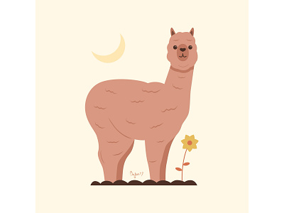 Alpaca adobe illustrator alpaca animal color flower graphic design illustration lama minimalism moon palette vector vectorart