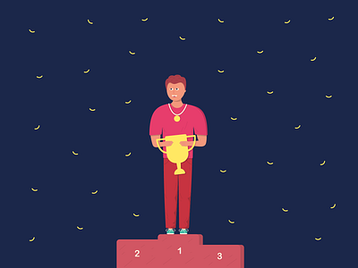 Winner with cup and medal congratulations cup design felicitation goblet gold holiday illustrator medal men minimalism number one prize rewards triumph vector vectorart victor victory winner