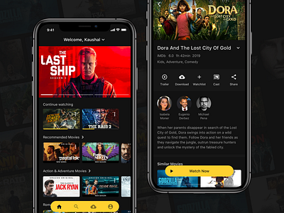 Ahoy - Movie Streaming App amazon prime clean ui concept dark mode dark theme design movie app movie streaming app netflix ui ui design user inteface