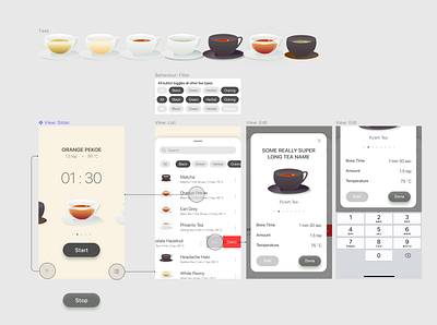 Tea Timer App design illustration mobile app ui