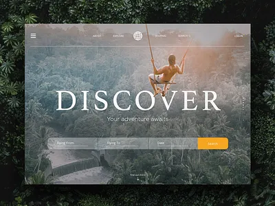 Discover Landing Page clean homepage travel ui web