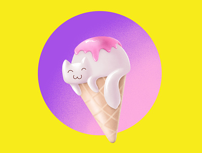 Ice Cream Cat cat ice cream illustration procreate