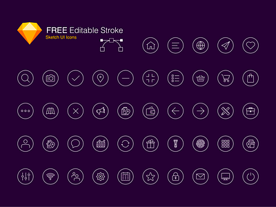 Free Editable Stroke Icon Set design technique free icon set free icons free sketch icons freebie iconography illustration inspiration